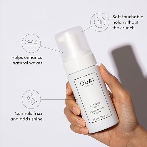 Miniatura 2 de OUAI Air Dry Foam - Mousse para cabello rizado y ondas de playa - Acondicionador y desenredante con extracto de col rizada y zanahoria - Sin