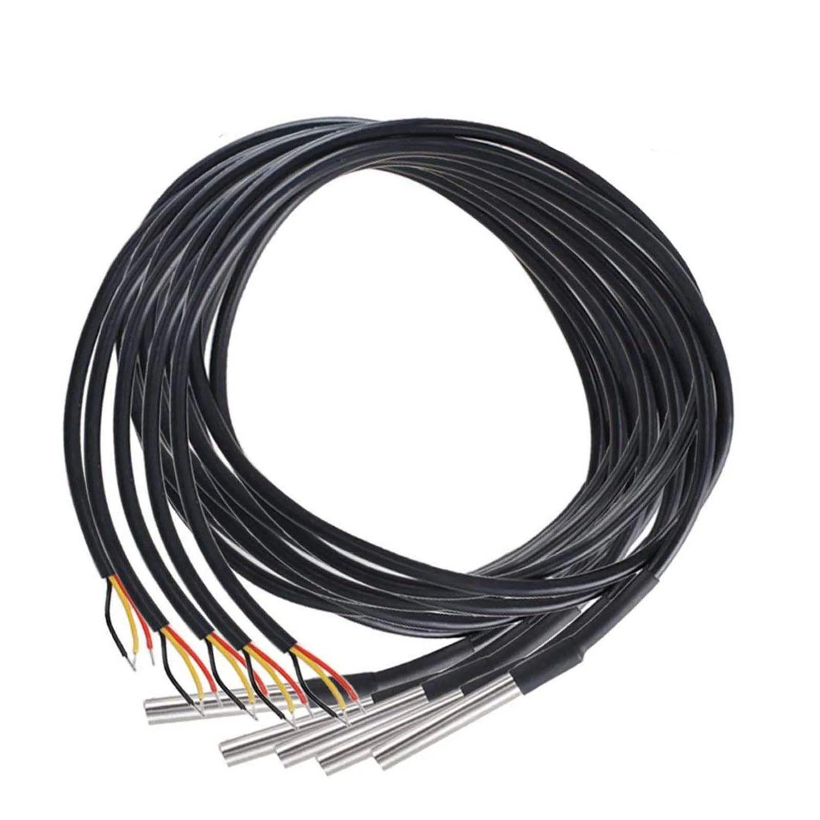 DS18B20 - Sensor de temperatura de rosca impermeable de acero inoxidable de 1/2/3/5 metros (2 m, 5 piezas)