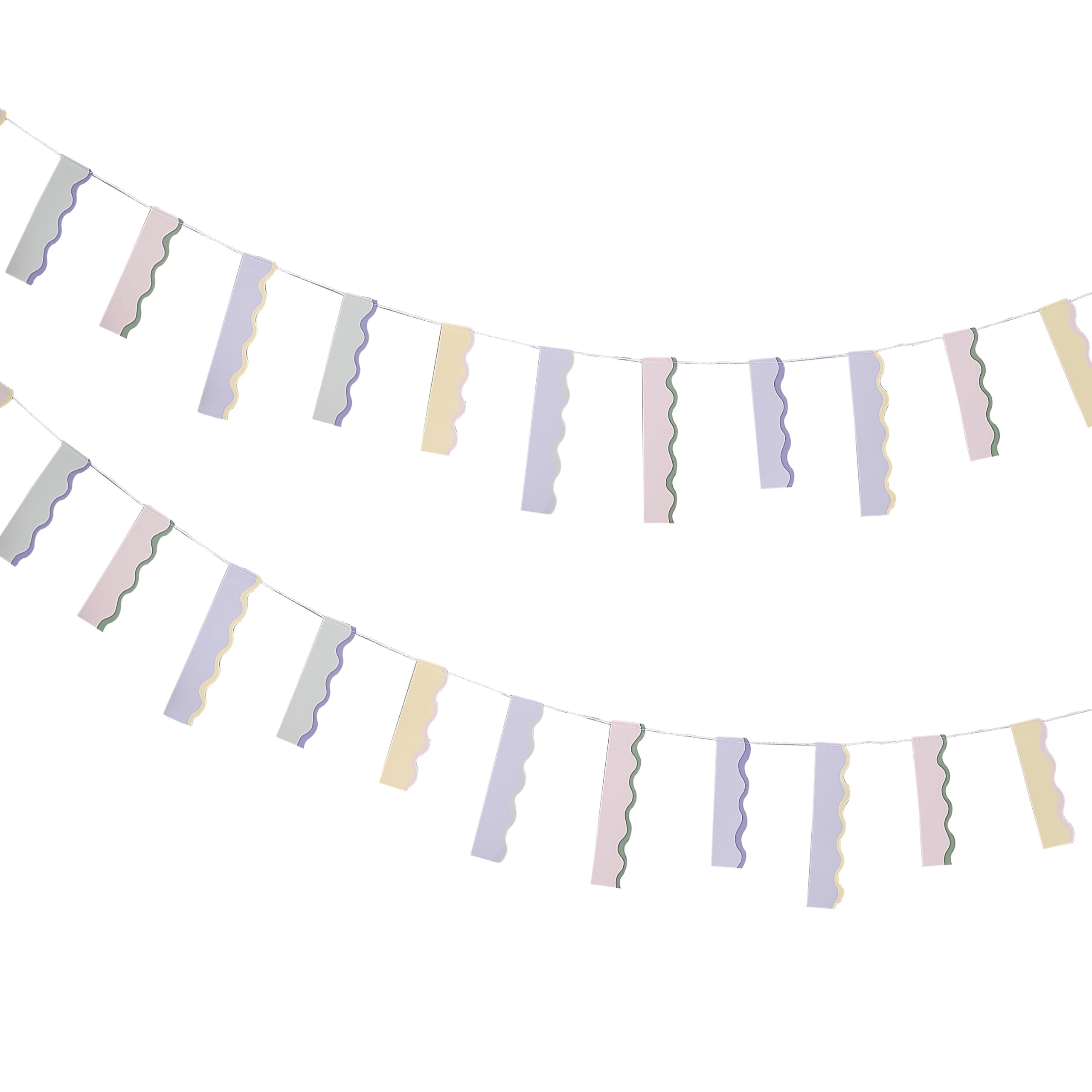 Ginger Ray Pastel Wavy Card Stick Garland Bunting Hanging Party Decoration 5m, standard size - Image 3