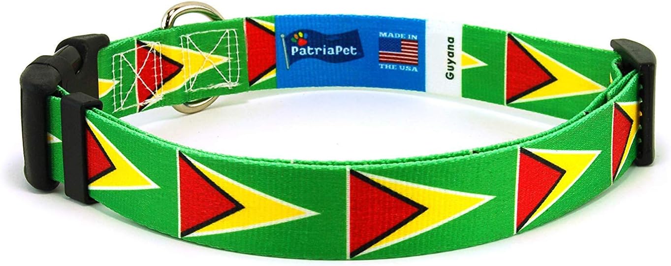 Guyana Dog Collar | Guyana Flag | Quick-Release Buckle | Made in NJ, USA | for Extra Large Dogs