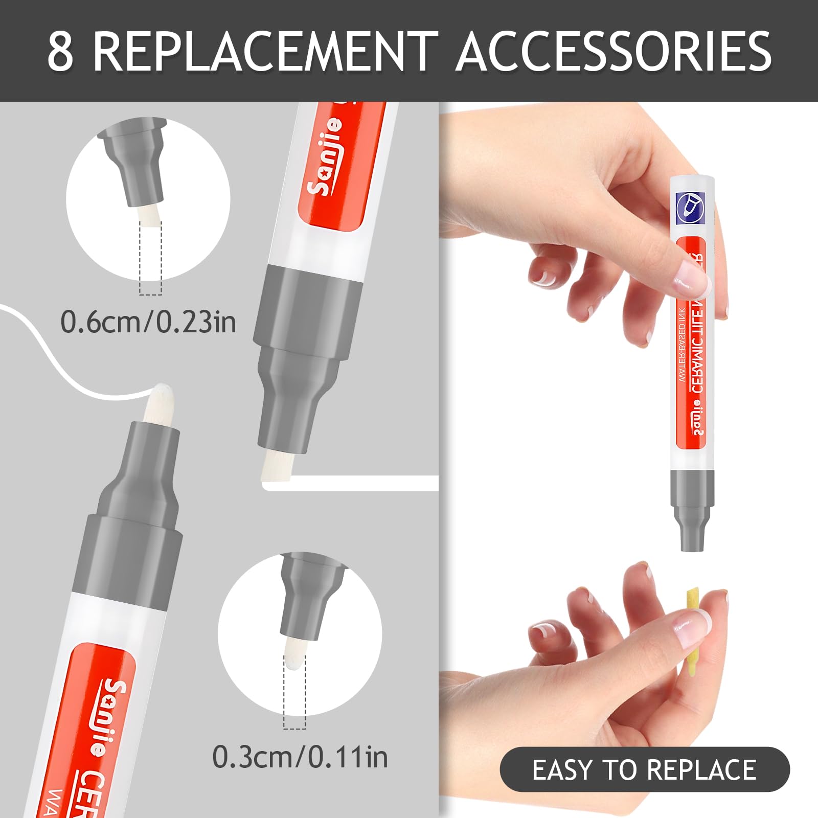 Fugenstift Grau, 8 pezzi Fugenstift Fugenstift Fugenstift mit Ersatzspitze Anthrazit Stift Reparatur Marker Reparaturift für Fliesen fliesenfuge Küchen Badezimmern