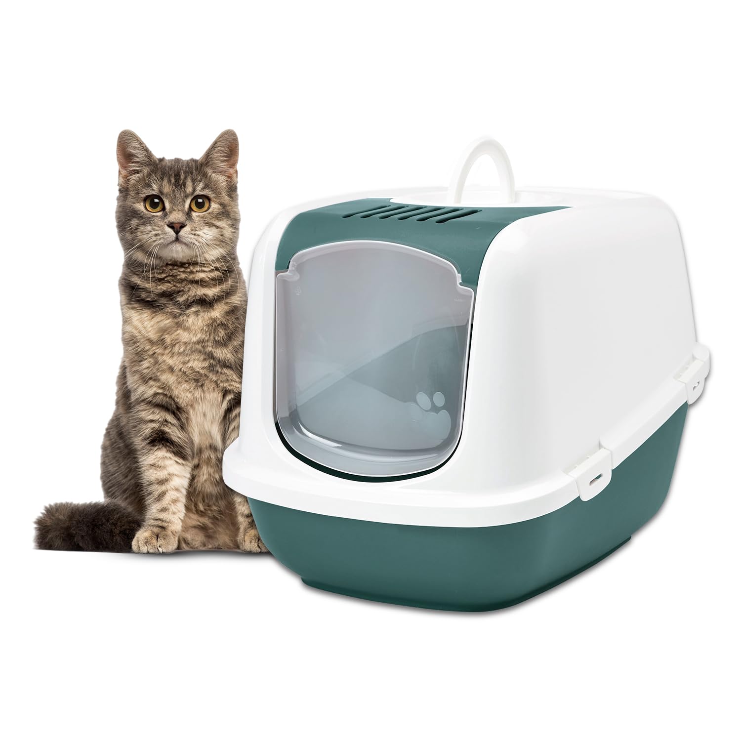 Savic Nestor Jumbo Cat Toilet, Prevent Throwing of cat Litter,Durable,Lightweight, Easy to use Non-Toxic & Durable Plastic Easy to use Flip-up lid Cold Grey-26x19x18 inches (B0B4B9RNRV) Amazon Price History, Amazon Price Tracker