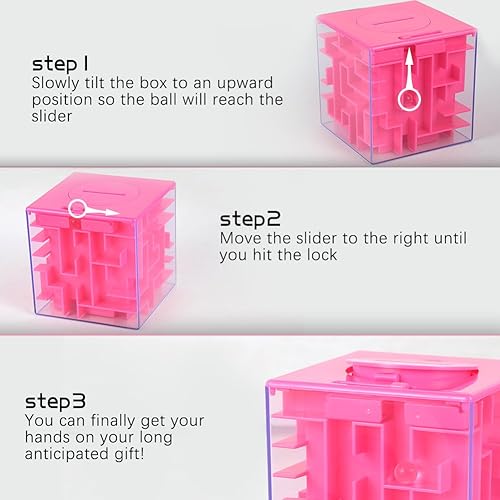 Miniatura 10 de ThinkMax Caja de rompecabezas de laberinto de dinero para niños y adultos, caja de regalo perfecta para sostener dinero, rompecabezas de laberinto