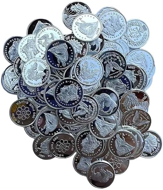 Unique Metals Pack of Ten (10) One Gram .999 Pure Silver Coins with Random Designs in a Jewelry Pouch | Made in USA