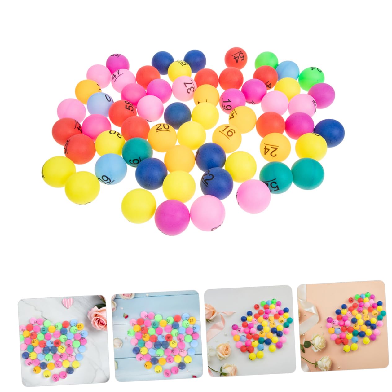 HANABASS 90 Bunte Nummerierte Kugeln aus Kunststoff für Bingo und Tombola 1-90 Einfach zu Verwenden Fair und Gerecht für Spiele und Karnevalspreise