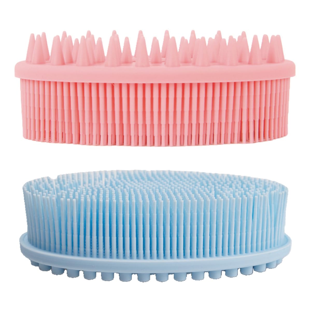 simyron Cepillo de Baño de Silicona Juego de Esponjas Exfoliantes Suaves para el Baño y la Ducha para Niños Sensibles Mujeres Hombres Todo Tipo de Piel(Azul y Rosa)