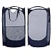 Yazer Pack of 2 Foldable Pop-Up Laundry Hamper with Side Pocket, Durable Mesh Hamper Clothes Laundry Basket Storage Bag with Reinforced Carry Handles for Dirty Clothes