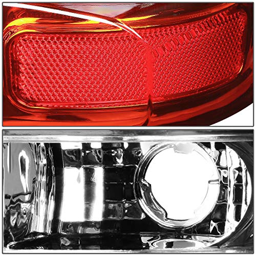 Compatible With Yukon Denali/Suburban/Tahoe Gmt800 Pair Of 3D Led Tail Brake Lights (Chrome Housing Red Lens) #TOP4