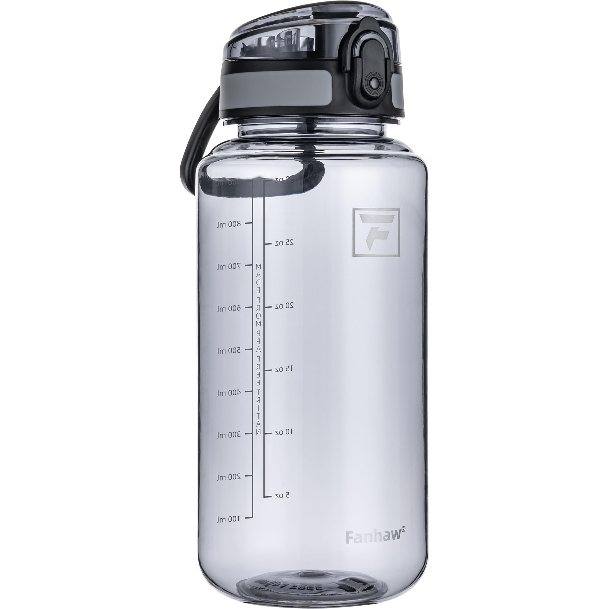 Fanhaw 32 Oz Clear Tritan Water Bottle, BPA-Free & Leak-Proof, Wide Mouth with Anti-dust Chug Lid, Reusable Plastic Bottle for Gym, Travel, School &