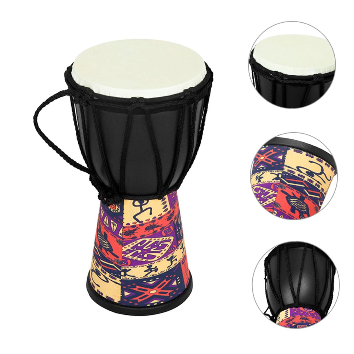 INOOMP Tamburo Djembe a Mano Per Ragazzo Ragazza 4 Pollici, Strumento a Percussione Leggero Per Principianti, Tamburo Africano Per Spettacoli e Lezioni Musicali Per Ragazzi e Ragazze