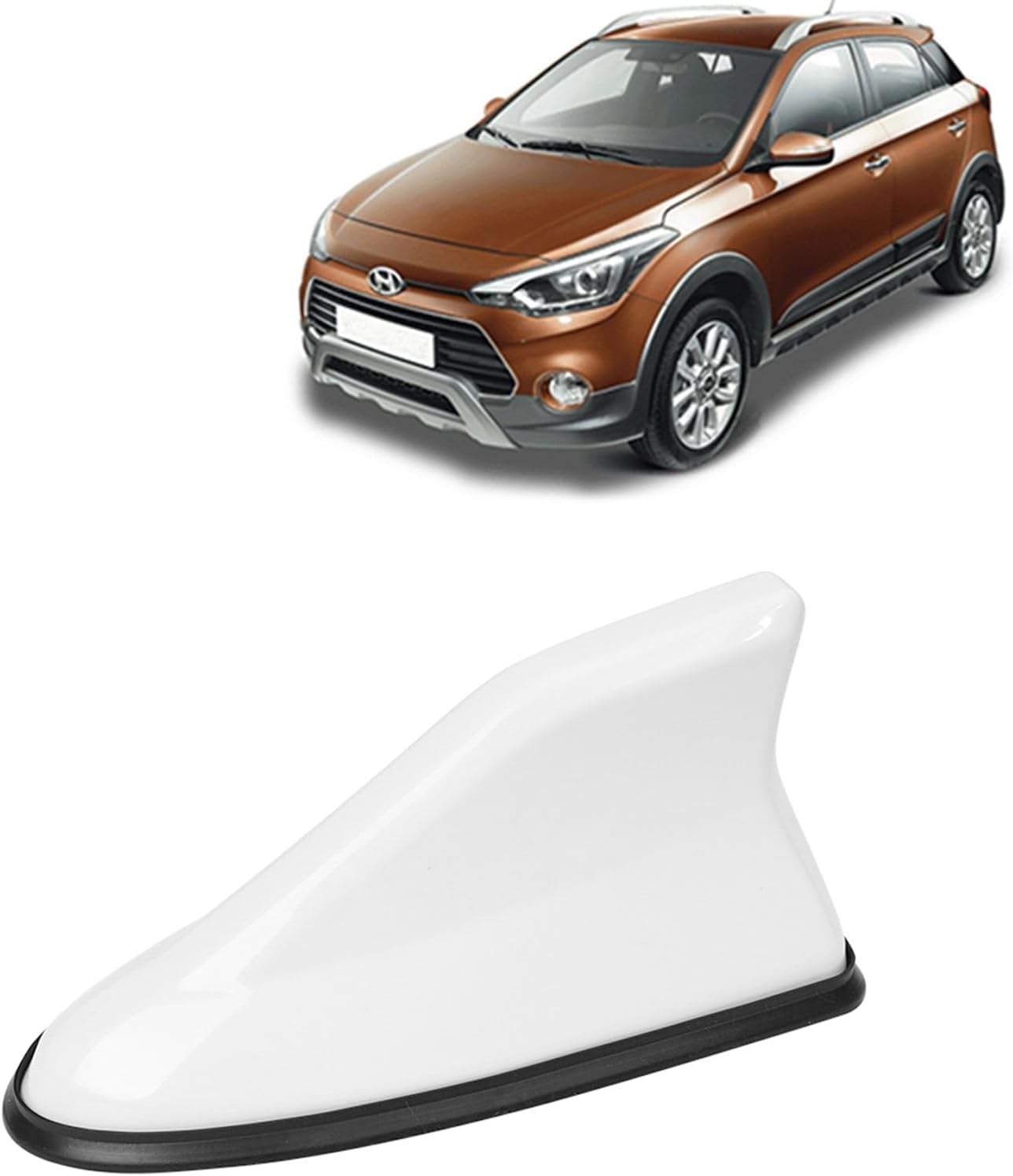 KINGSWAY Accessories Shark Fin Car Antenna Universal Size and Compatible with Hyundai I20 Active Year 2015 to 2020, Car Radio FM AM, DIY Easy Replacement Original Car Antenna, 1 Piece, White Color