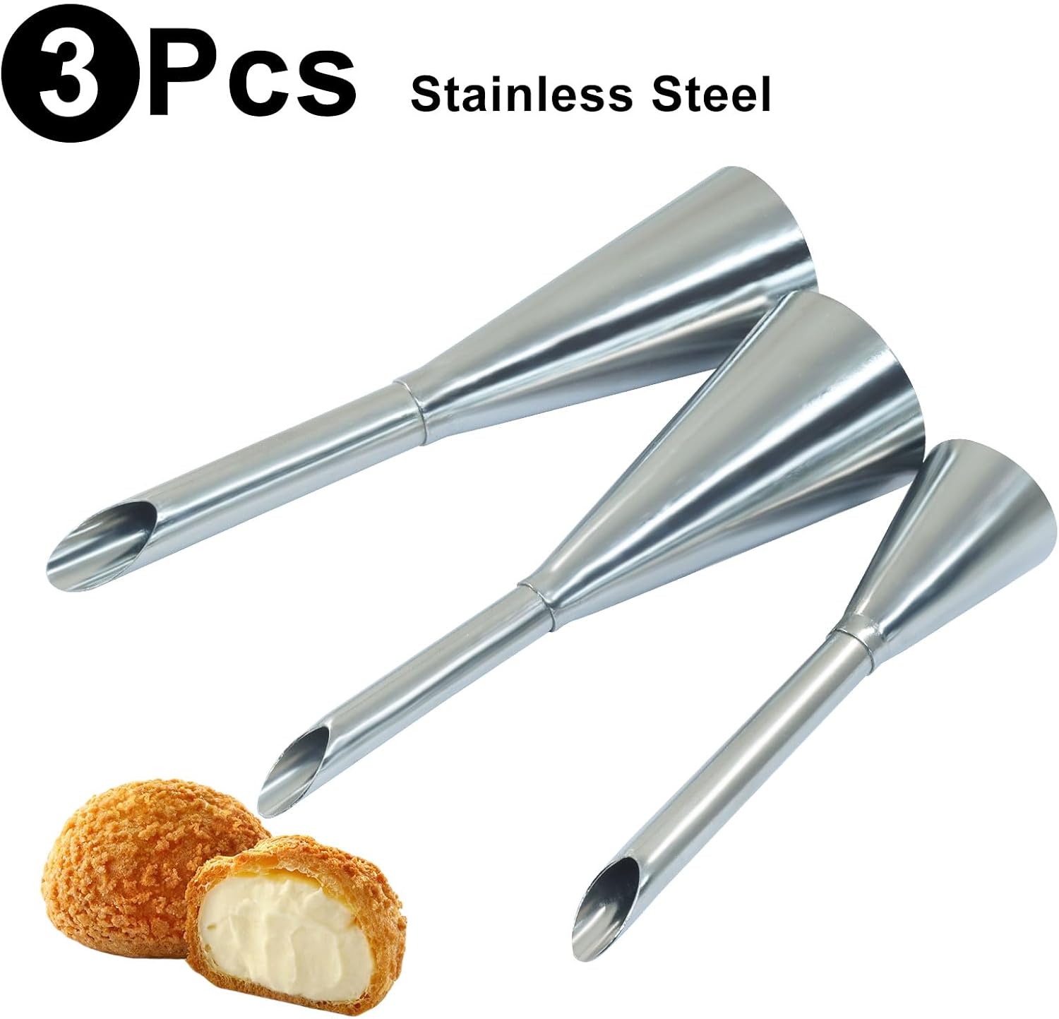 3 PCS Stainless Steel Cream Icing Piping Tips