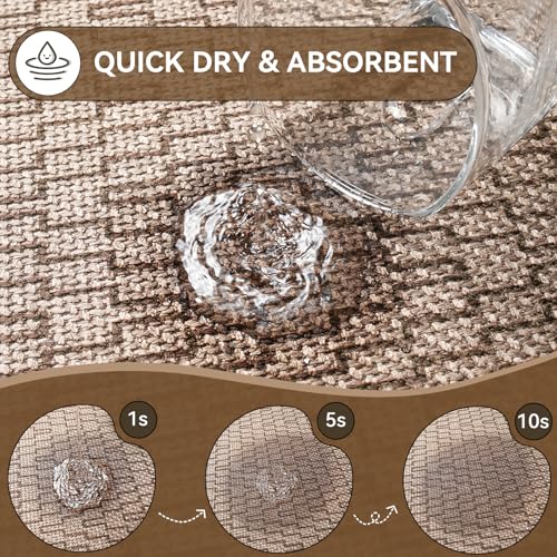 YDKGL Bathroom Rugs Mat 24x35, Non Slip Ultra Thin Bath Mat Quick Dry Absorbent Washable Half Round Bath Mats for Bathroom Floor Rubber Backed Fit Under Door, Brown by YDKGL - Image 4