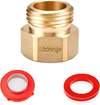 1 Pack Lead-Free Hose Bib Adapter, 1-1/16" Fine Thread Female x 3/4 GHT Male Backflow Preventer Adapter with Washers for U.S. Standard Arrowhead Hose Bibs & Vacuum Breaker Faucet Fitting