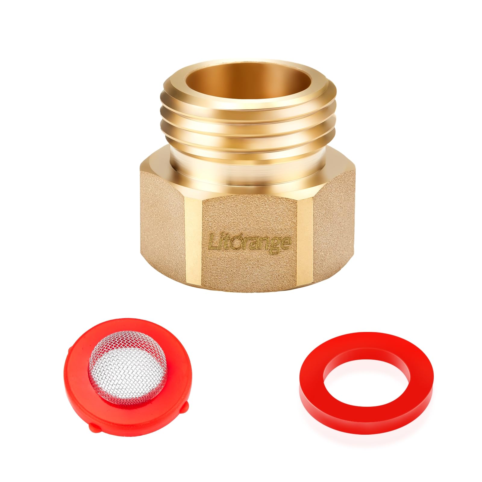 1 Pack Lead-Free Hose Bib Adapter, 1-1/16" Fine Thread Female x 3/4 GHT Male Backflow Preventer Adapter with Washers for U.S. Standard Arrowhead Hose Bibs & Vacuum Breaker Faucet Fitting