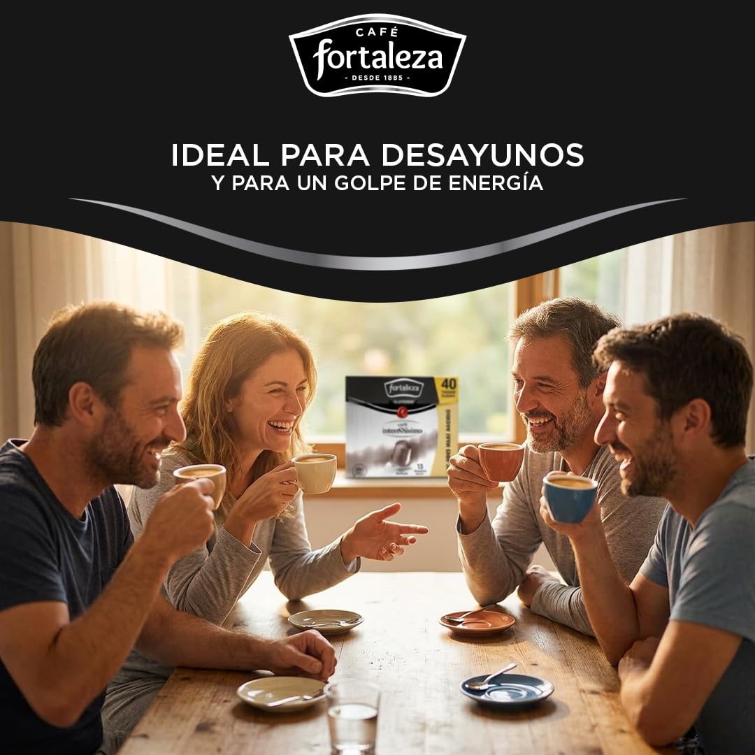 CAFÉ FORTALEZA Platinium Cápsulas Compatibles Nespresso Intenssisimo Pack 4x40, Total 160 uds - 100% Arábica - Café Espresso Tueste Oscuro con Cuerpo Denso - Intensidad 13/13 - Desayuno o Sobremesa