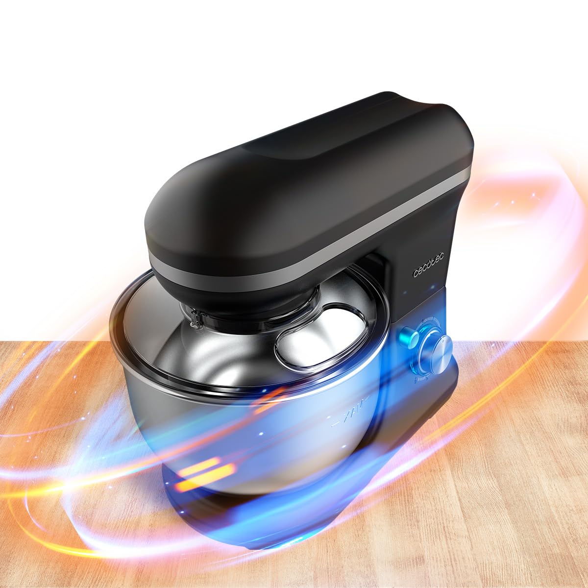 Cecotec Batidora Amasadora Cecomixer Merengue 5L 1200 Black, 1200 W en 6 Niveles, 5 Funciones, Movimiento Planetario, Diseño Elegante, Bol de Acero de 5 L y Accesorios para Batir y Amasar