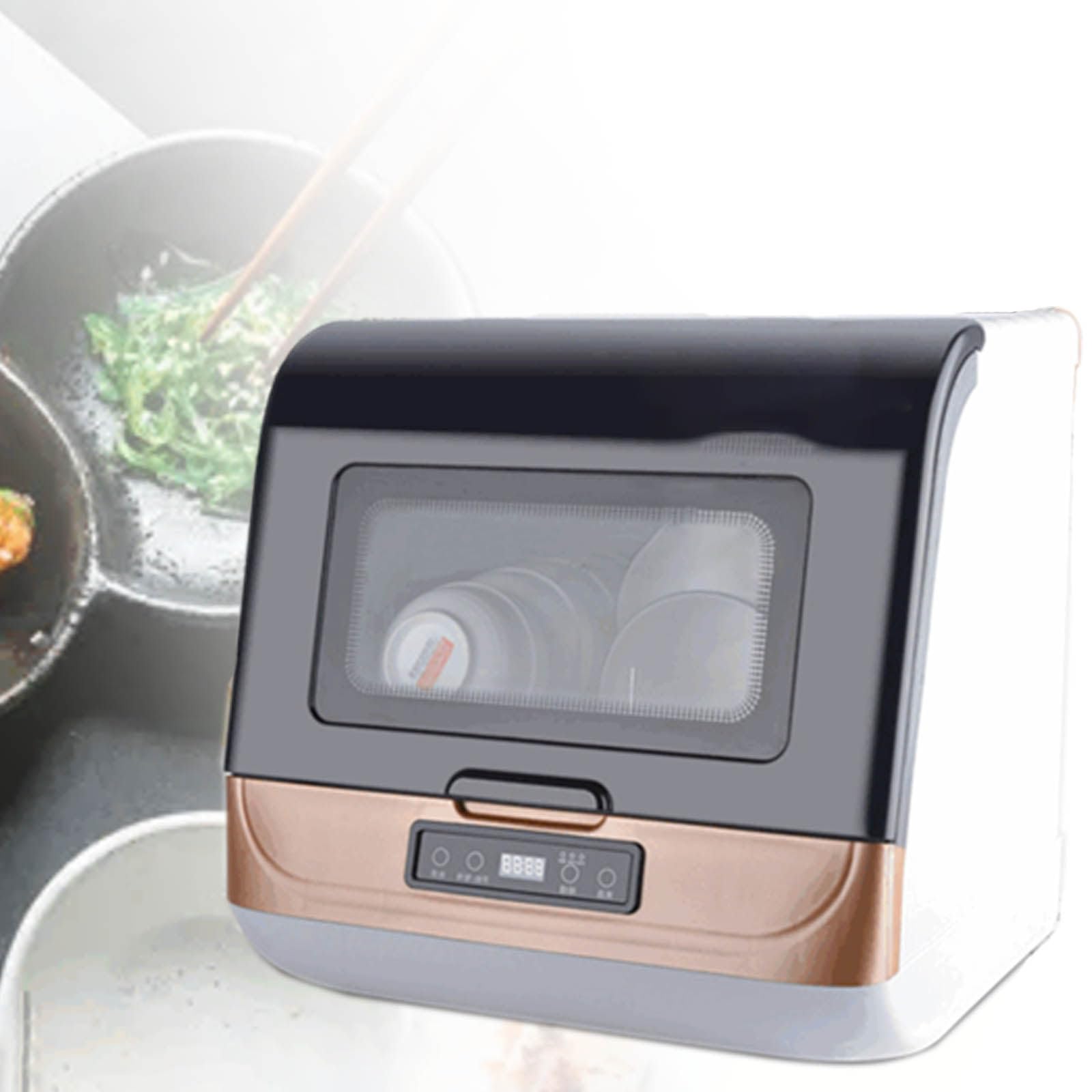 Lavavajillas portátil de encimera, lavavajillas de Gran Capacidad, tamaño Compacto, 3 programas de Lavado, lavavajillas para Apartamentos, dormitorios y vehículos recreativos,Gold