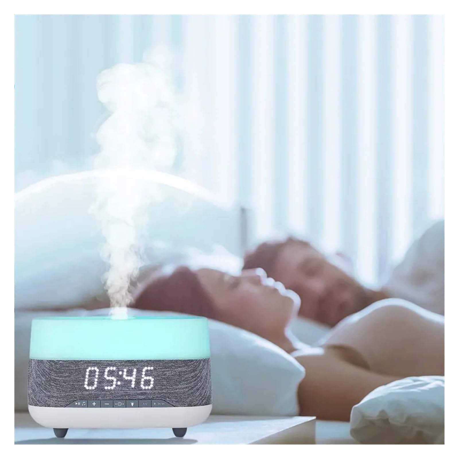 Humidificador, Nuevo altavoz Bluetooth con luz ambiental, despertador, humidificador for habitación inalámbrico, de frío 600 ml,para hogar y oficina