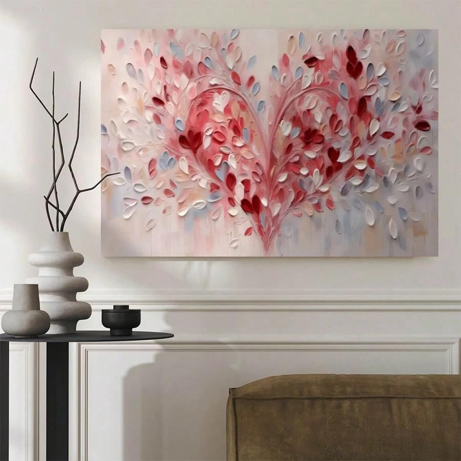 Toile murale imprimé cœurs colorés 40 x 60 cm sans cadre