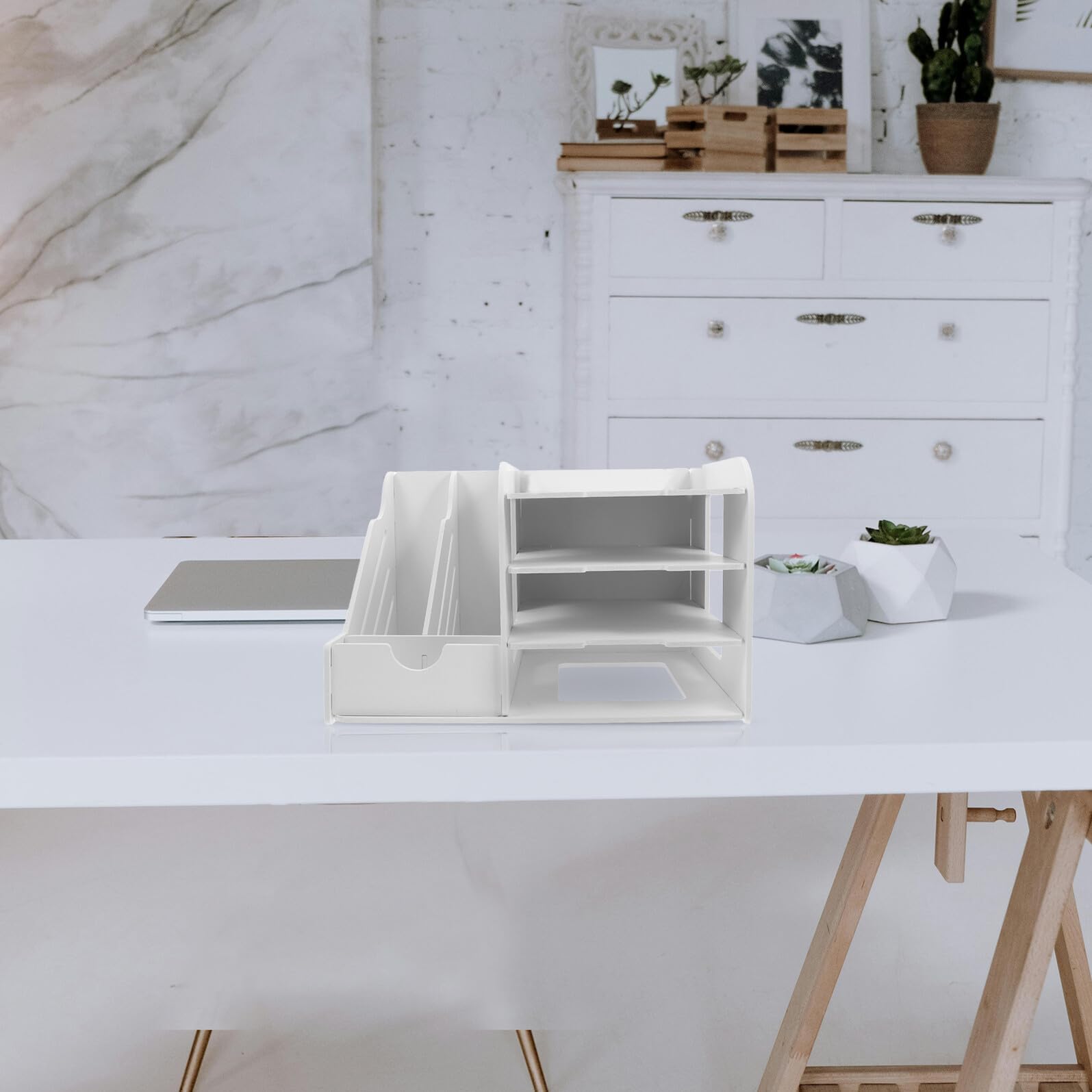 Raccoglitore da scrivania in PVC con lati aperti, salvaspazio, per un facile accesso, soluzione di archiviazione per ufficio e casa, ideale per donne e professionisti