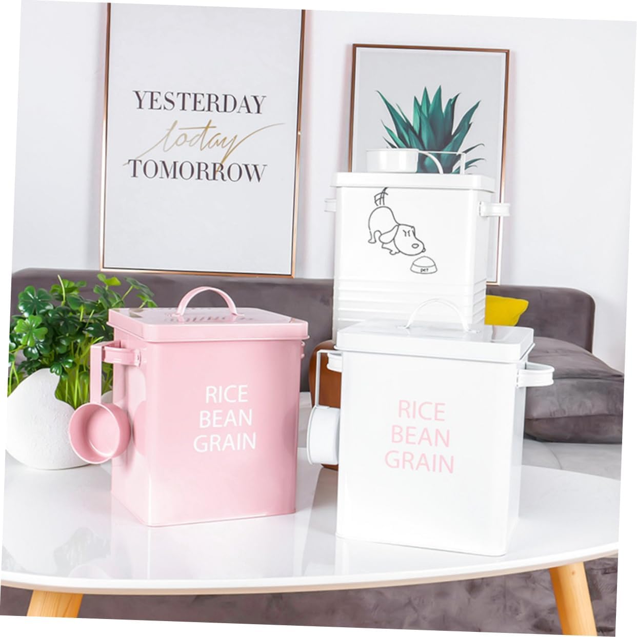 Totority Metal Pet Food Storage Barrel Cat Treats Dog Treat Container Insulated Airtight Canister