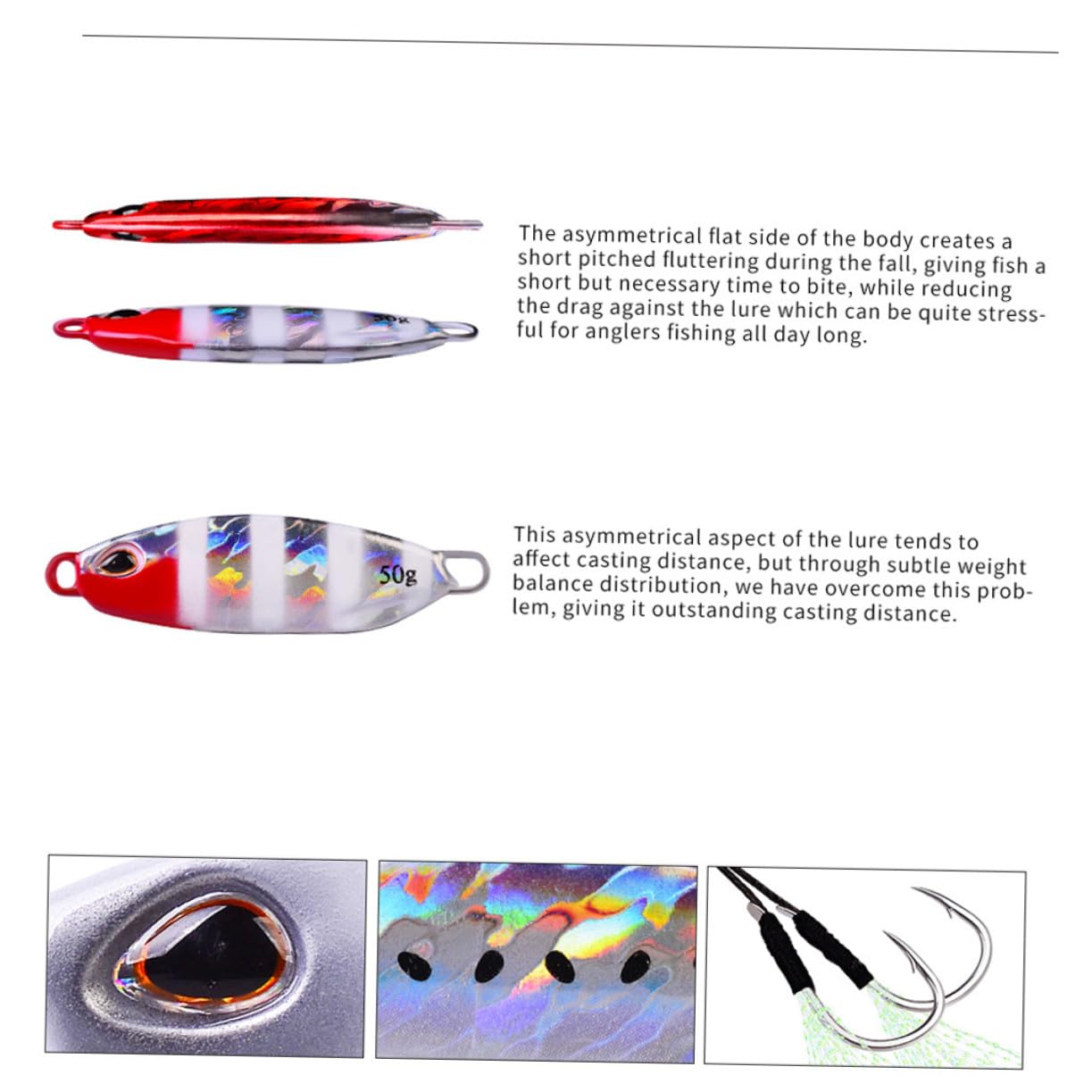 Abaodam Señuelos de Pesca Metálicos Diseño Reflectante y Forma de Pez, Sistema de Transferencia de Gravedad, Pack de 5 para Pesca al Aire Libre
