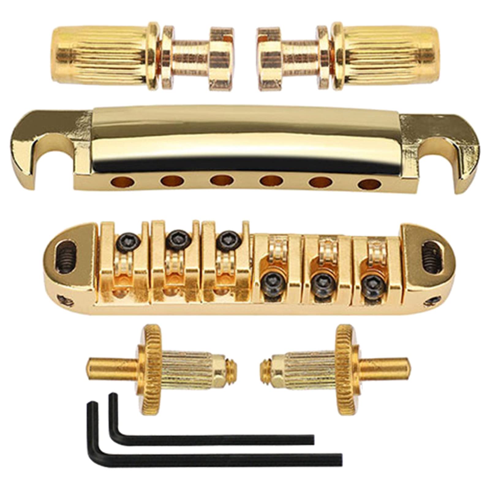 oringnat Roller Saddle O Bridge Tailpiece with Studs for Bridge Electric Guitar Replacement Accessories
