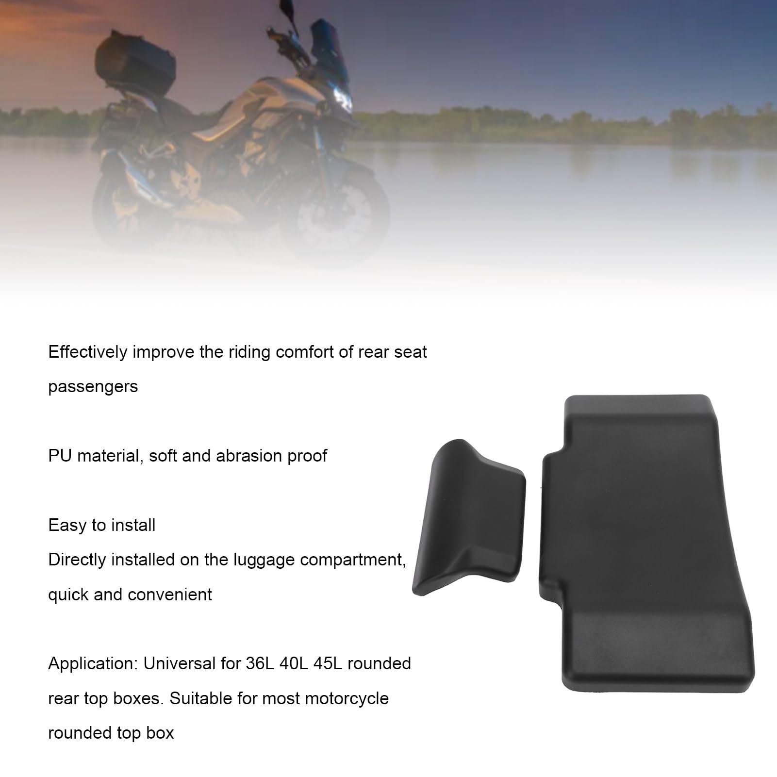 Almohadilla del Respaldo del Baúl de la Motocicleta - Ajuste Universal para Cajas Redondeadas de 36L 40L 45L - Cojín de Pasajero de PU Suave Instalación Adhesiva Fácil Soporte Trasero