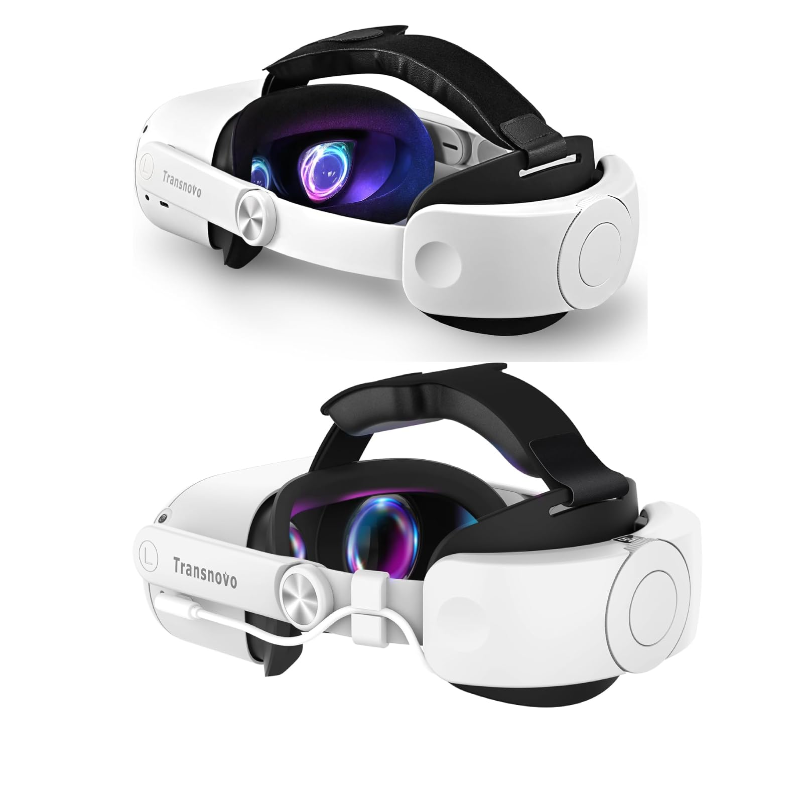 TRANSNOVO VR Head Strap Bundle (2-Pack) Compatible with Meta Quest 2, One-Button Retractable Design, Quest 2 Accessories