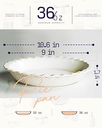 Miniatura 10 de getstar Molde de cerámica para tartas de 9 pulgadas para hornear, antiadherente, apto para horno y lavavajillas, plato para hornear quiche de