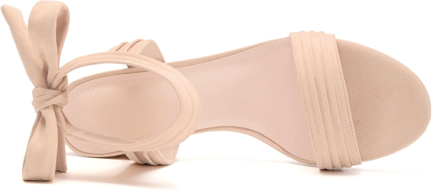 Coutgo Womens Open Toe Ankle Tie Back Low Block Chunky Heels Sandals Party Dress Pumps Shoes - Image 6