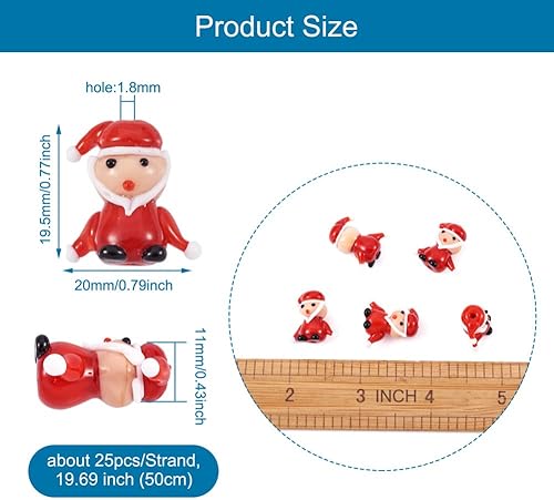 Miniatura 3 de 25 cuentas de cristal con tema navideño de Papá Noel, lindo diseño de dibujos animados, cuentas sueltas para hacer joyas de bricolaje, adornos de