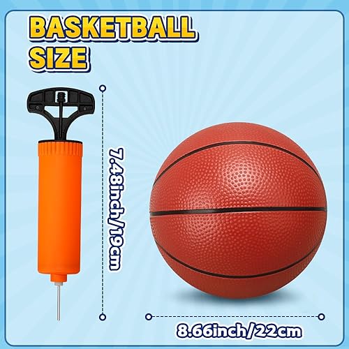 Miniatura 2 de Juego de baloncesto para piscina de agua de 8.6 pulgadas con bomba, bola de repuesto para aro de baloncesto, trampolín, pelotas de baloncesto