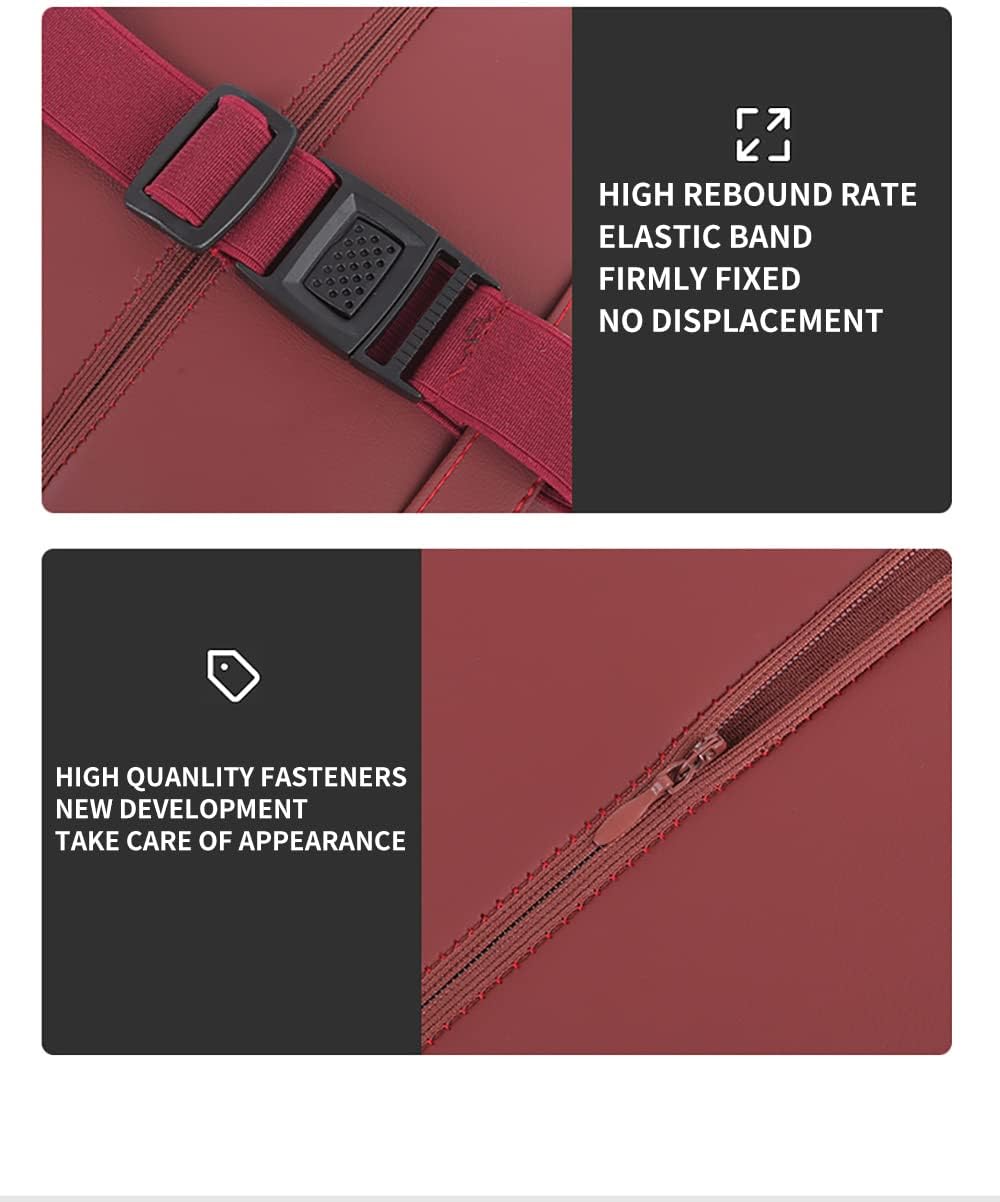 SANRILY 2 Pack Premium Leather Memory Foam Car Neck Pillow Universal Neck Support Pillow for Driver or Front Passenger Seat and Home Adjustable Car Headrest Pillow Wine Red