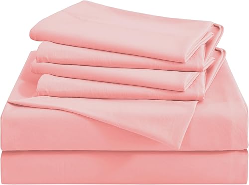 Miniatura 3 de JOLLYVOGUE Juego de sábanas de 6 piezas PinkQueen, sábanas tamaño Queen para dormitorio con bolsillo profundo, sin arrugas y refrescante, juego de