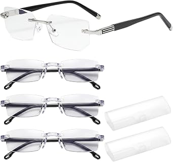 4 PCS Self Adjusting Glasses, Auto Focus Glasses, Multifocal Glasses, Smart Zoom Reading Glasses for Near and Far, Self Adjusting, Providing Greater Comfort for Reading at All Distances