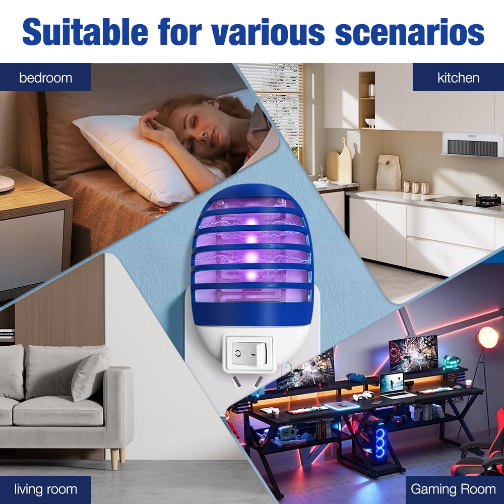 4 Piezas Lámpara Antimosquitos, Matamoscas Eléctrico, Lámpara Antimosquitos con Luz UV, Trampa Eléctrica para Mosquitos, Protección contra Mosquitos de Enchufe para Moscas, Mosquitos, Polillas, para