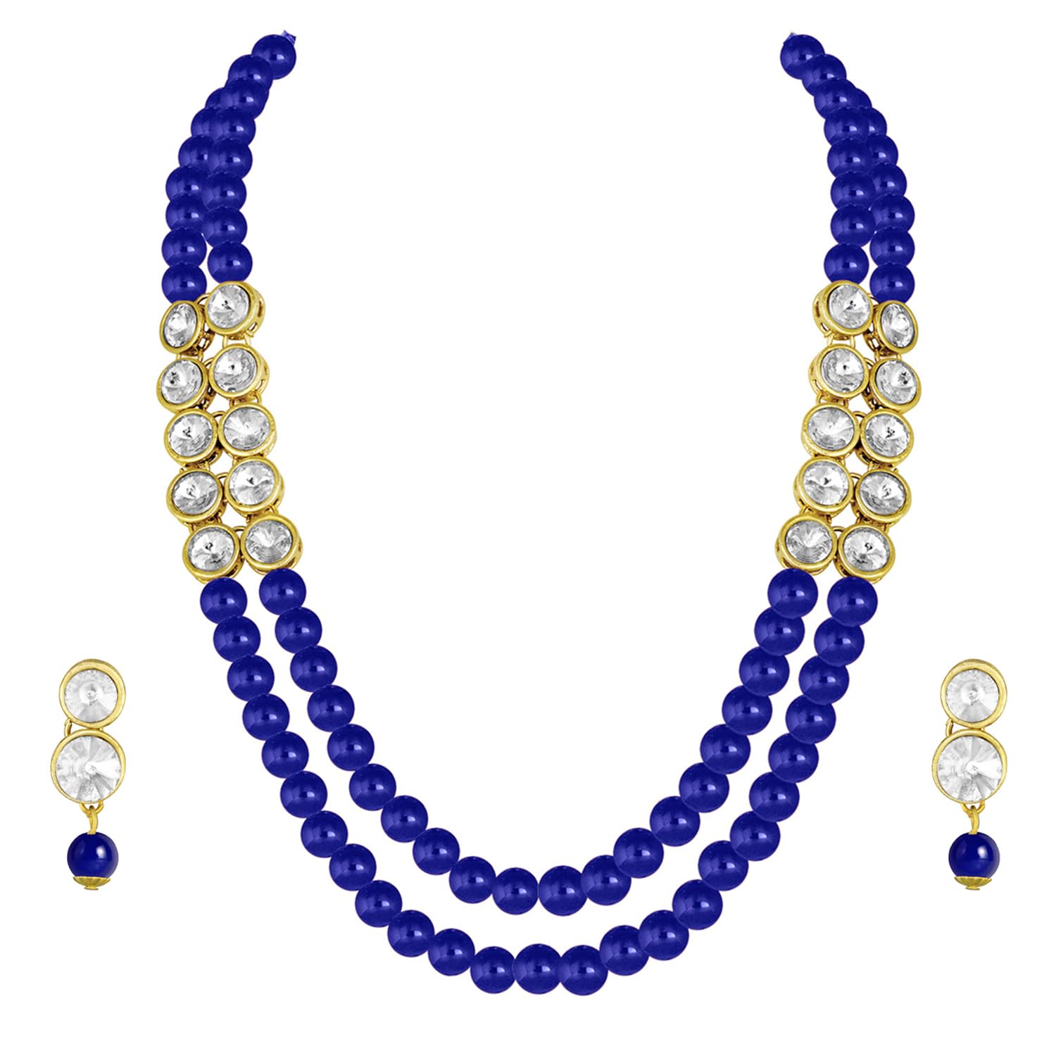 Peora Gold Plated Crystal Blue Faux Pearl Long Necklace with Earring Traditional Jewellery Set for Women Girls (B0B8MWFPRW) Amazon Price History, Amazon Price Tracker