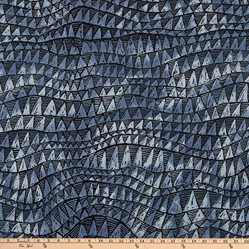 Trans-Pacific Textiles Sharkstooth Wave Charcoal, Quilting Fabric by the Yard