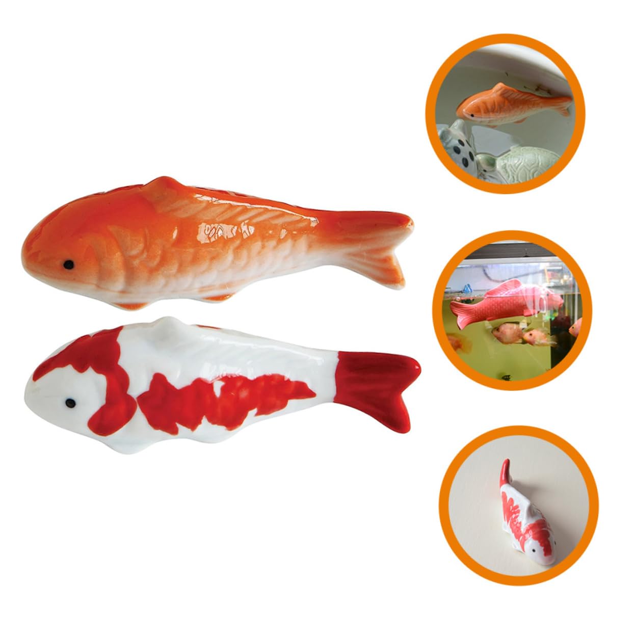 2 piezas de decoración del hogar, cerámica, decoración de peceras, decoraciones de acuario, decoración de peces de simulación, peces flotantes de acuario, peces flotantes, estatuas de peces pequeños,