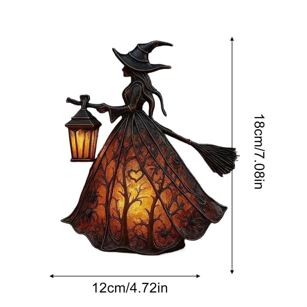 Lampe de sorcière d'Halloween faite à la main en forme de chapeau de sorcière gothique - Lampe unique en verre teinté - Veilleuse décorative effrayante pour centres de table d'Halloween (1 pièce)