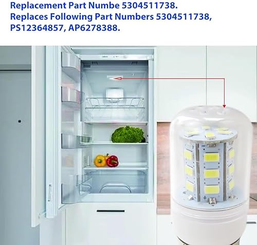Miniatura 3 de BLUE ELF Paquete de 2 bombillas LED para refrigerador 5304511738 de repuesto para ffss2625ts0 lfus2613lf0 ffht1425vb lfss2312tfo ffss2615t90