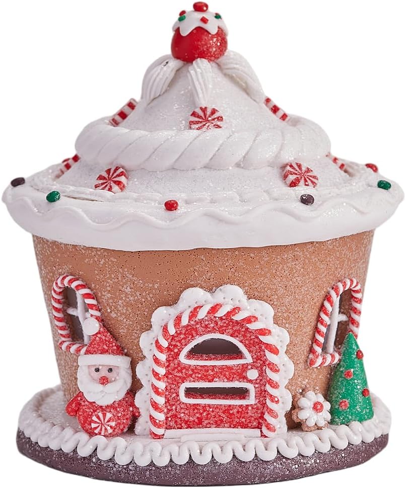 Rustic Christmas Decor: Resin Christmas Castle with Led Light - Desktop Xmas Village House Decor for Fireplace Table Seasonal Adornment