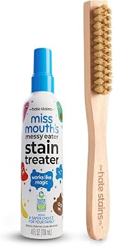 Miss Mouths Messy Eater Stain Treater 4oz and Laundry Brush Gentle Fabric Scrub Brush for Spot Cleaning, Pre-Treating Stains & Delicates