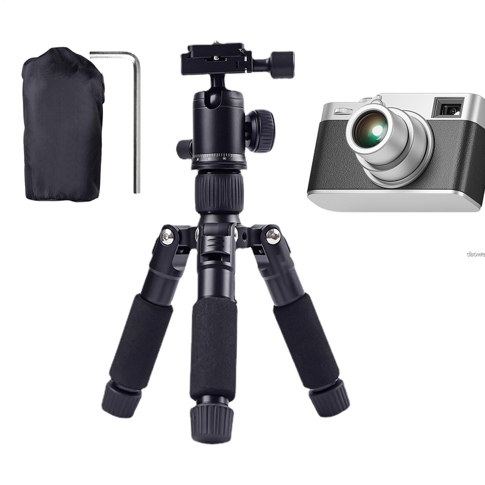 Treppiede da tavolo portatile – compatta in alluminio leggero | supporto regolabile per mini telefono, supporto stabile per fotocamera SLR per selfie e video Vlog, treppiede da tavolo per