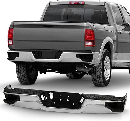 ACANII - Para Dodge Ram 1500 10-12 Ram 2500 3500 2009-2018 estilo de escalón de esquina Conjunto completo de parachoques trasero de acero cromado