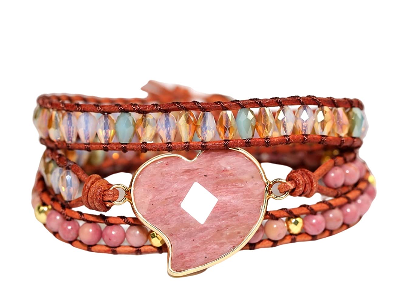 Boho Stone Wrap Bracelet for Women,Turquoise Beaded Bracelet Jewelry Gift