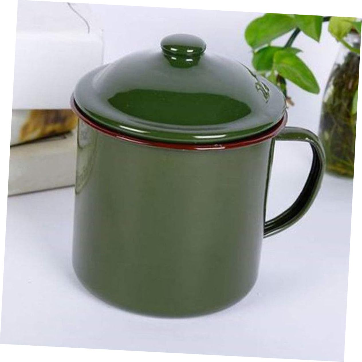 COLLBATH Grüne Vintage Emaille Kaffeetasse, Klassisch Nostalgisch