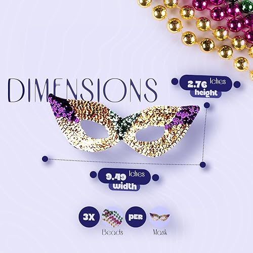 Miniatura 2 de Funny Party Hats Máscara facial y cuentas de Mardi Gras - Máscara de Mardi Gras a granel - Collares de Mardi Gras - Disfraces de Mardi Gras